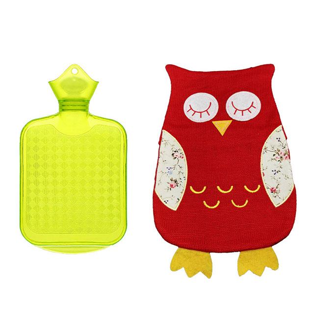 Classic Hot Water Bottle With Owl Soft Knit Cover