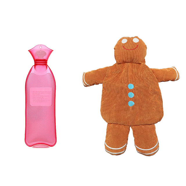Premium Hot Water Bottle With Gingerbread Man Cover