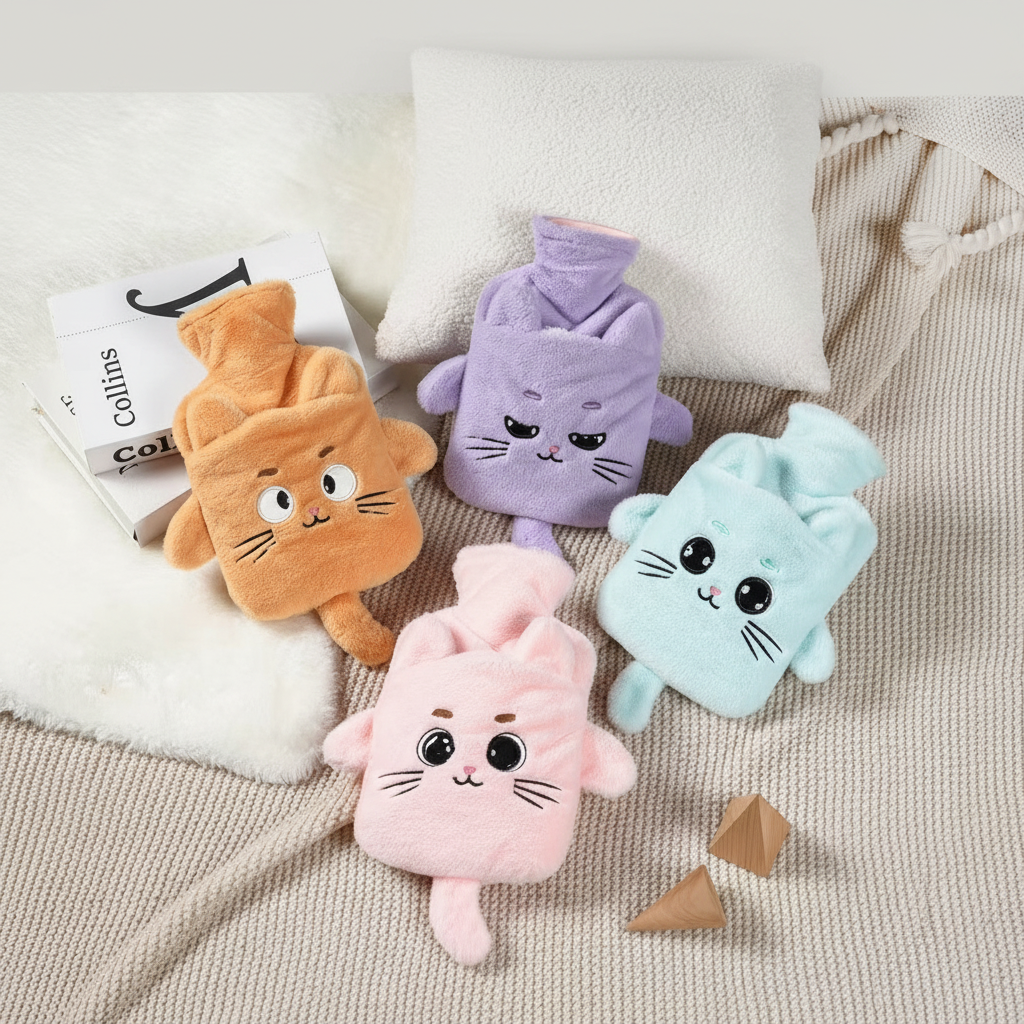 Warm Hand Small Capacity PVC Water Filling Hot Water Bag with Flush Animal Cover
