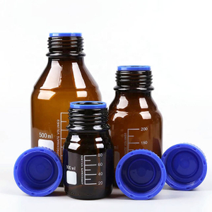 Amber Reagent Bottle Round Bottom Blue Screw Cap