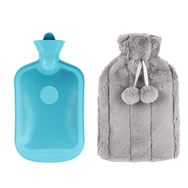 Classic Rubber Hot Water Bottle Plush Cover Set