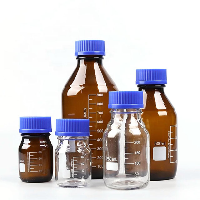 Laboratory Reagent Bottle Round Bottom Blue Screw Cap