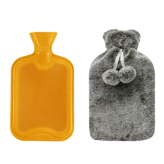 British Standard Rubber Hot Water Bottle With Plush Cover