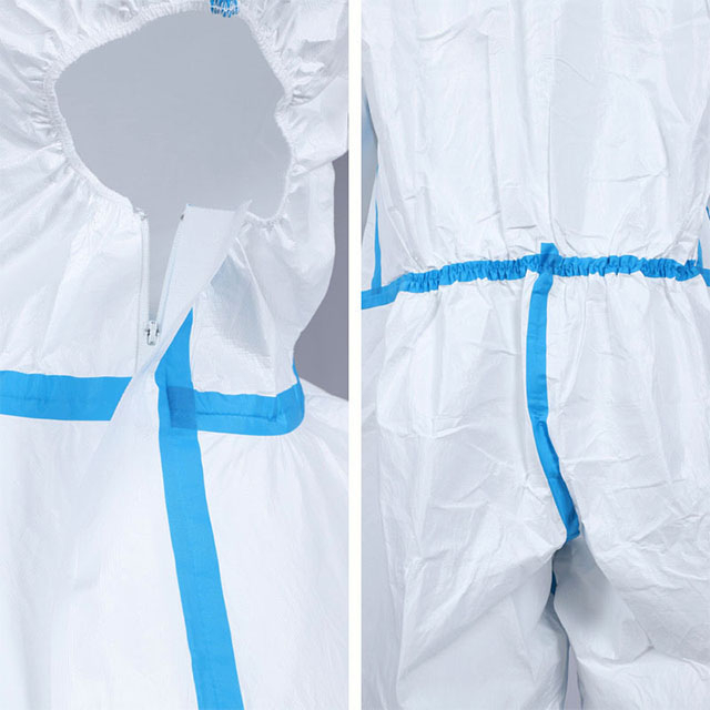 Disposable Protective Coveralls With Elastic Wrists